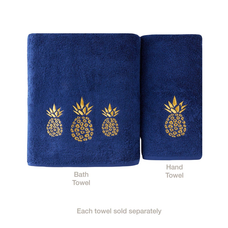 SKL Home by Saturday Knight Ltd. Gilded Pineapple Bath Towel, Navy - Image 3